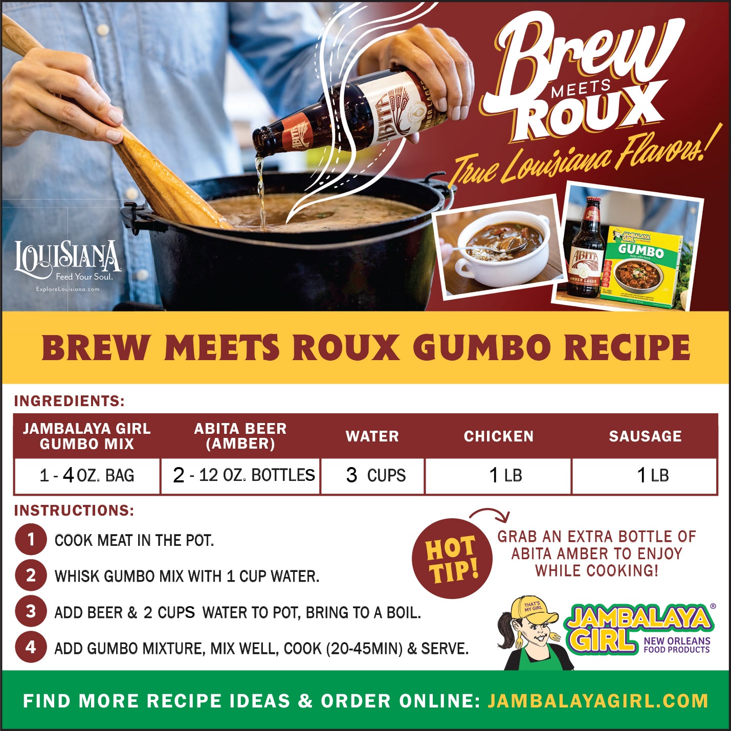 Brew Meets Roux - Jambalaya Girl Gumbo & Abita Amber