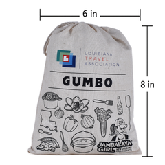 WHOLESALE: Custom Logo or Message! Gumbo Cotton Gift Bag