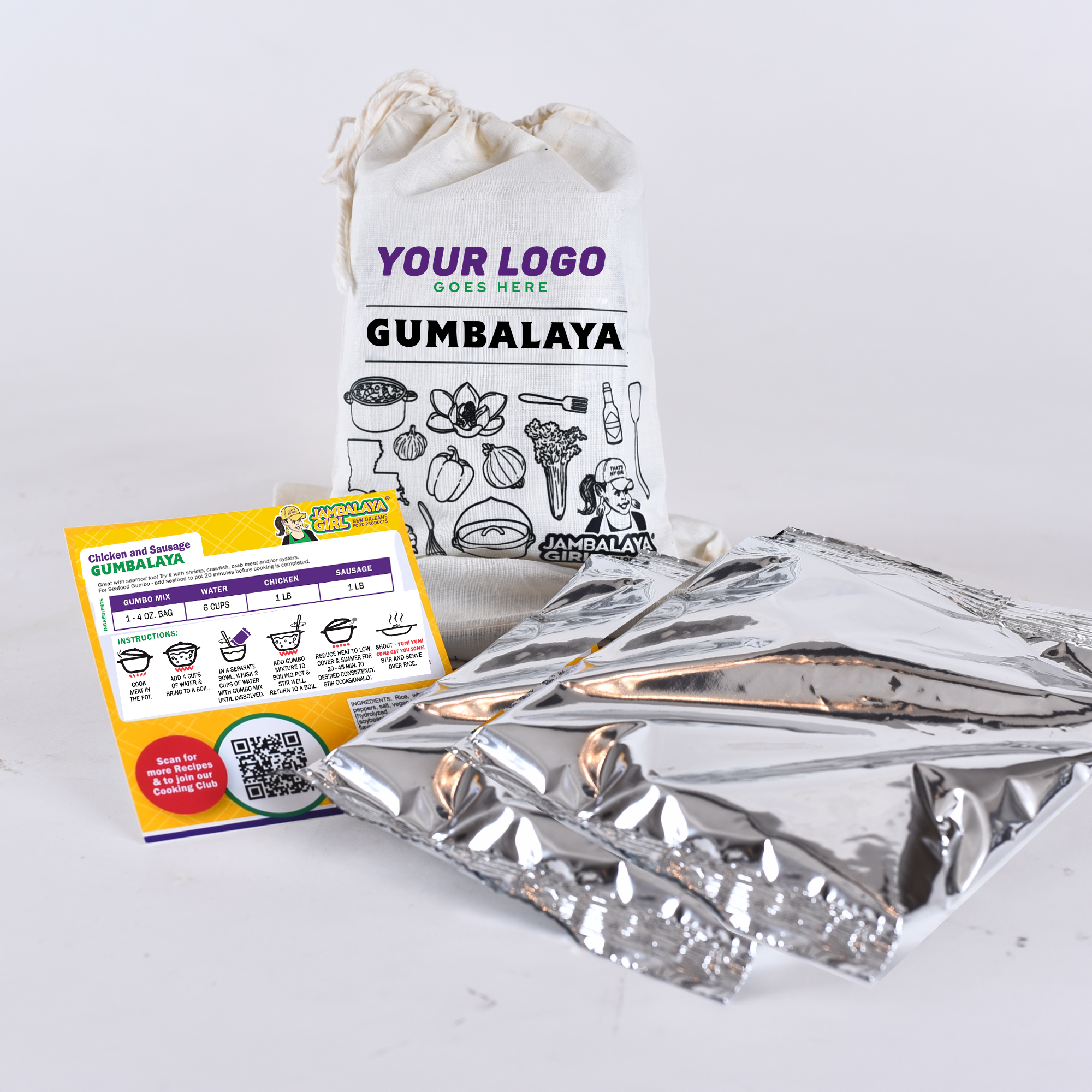 WHOLESALE: Custom Logo or Message! GUMBALAYA Cotton Gift Bag