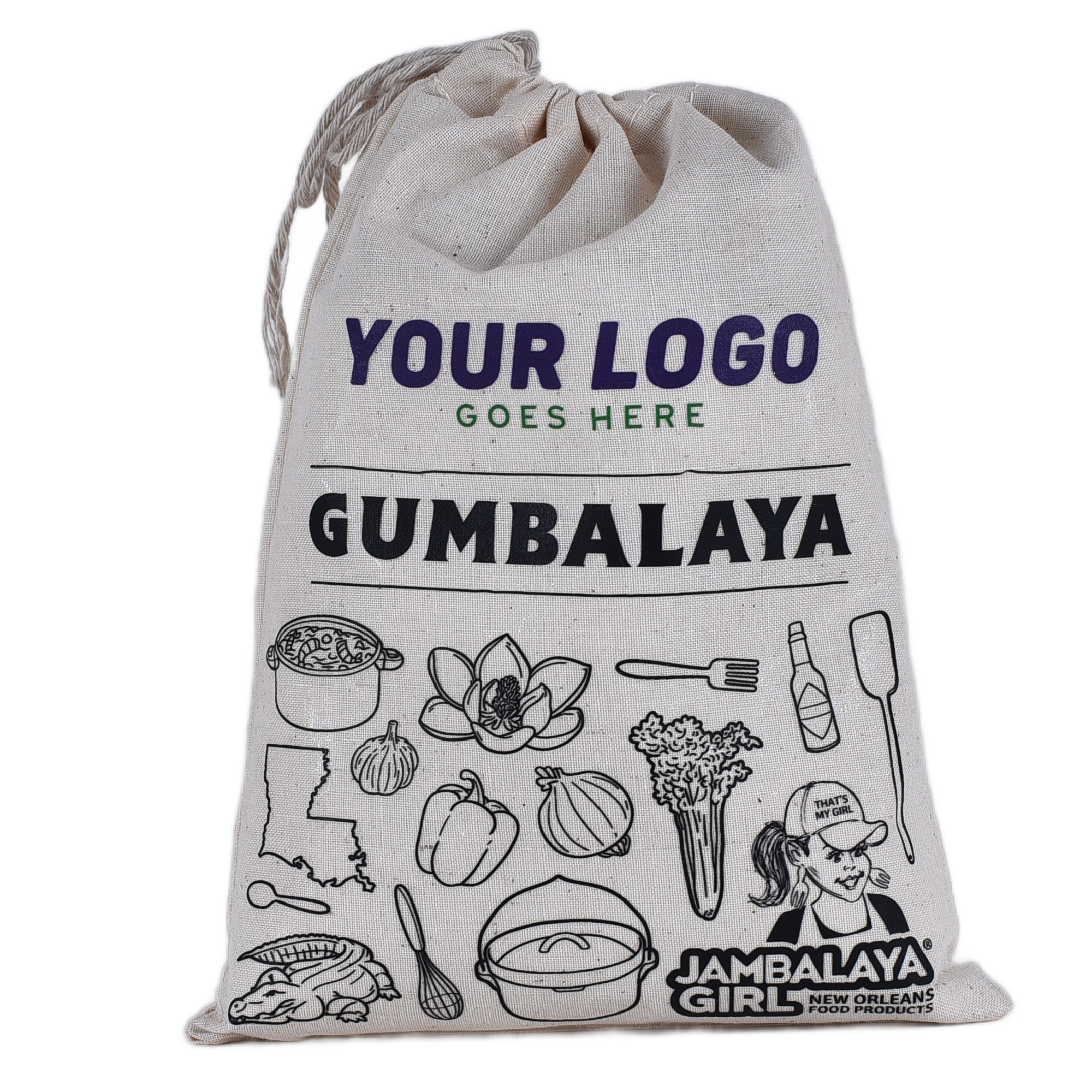 WHOLESALE: Custom Logo or Message! GUMBALAYA Cotton Gift Bag