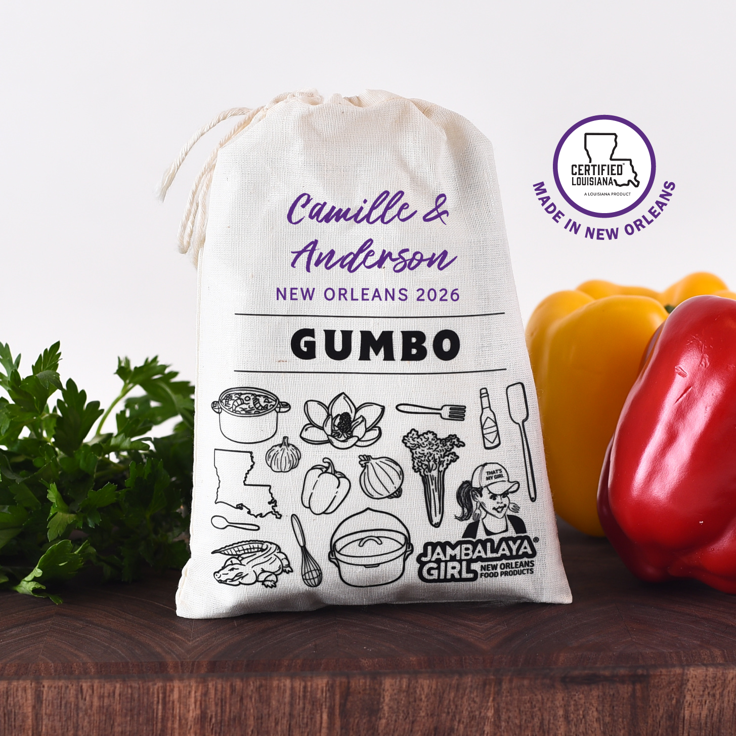 Custom Logo or Message! Gumbo Cotton Gift Bag