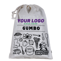 WHOLESALE: Custom Logo or Message! Gumbo Cotton Gift Bag