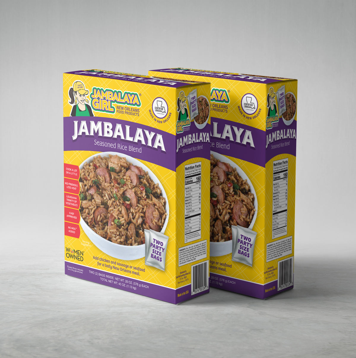 Jambalaya Girl Jambalaya Seasoned Rice Blend, 20 oz "Party Size" (2-20 oz Bags in 1 Box)