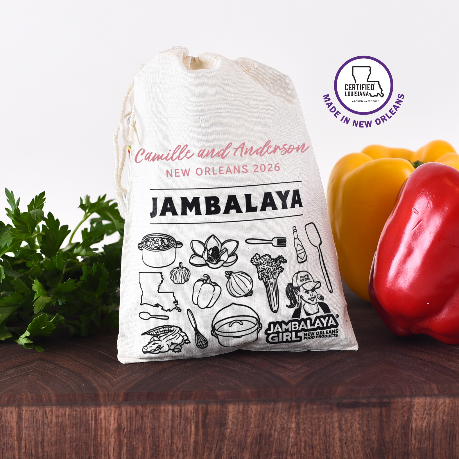 Custom Logo or Message! Jambalaya Cotton Gift Bag