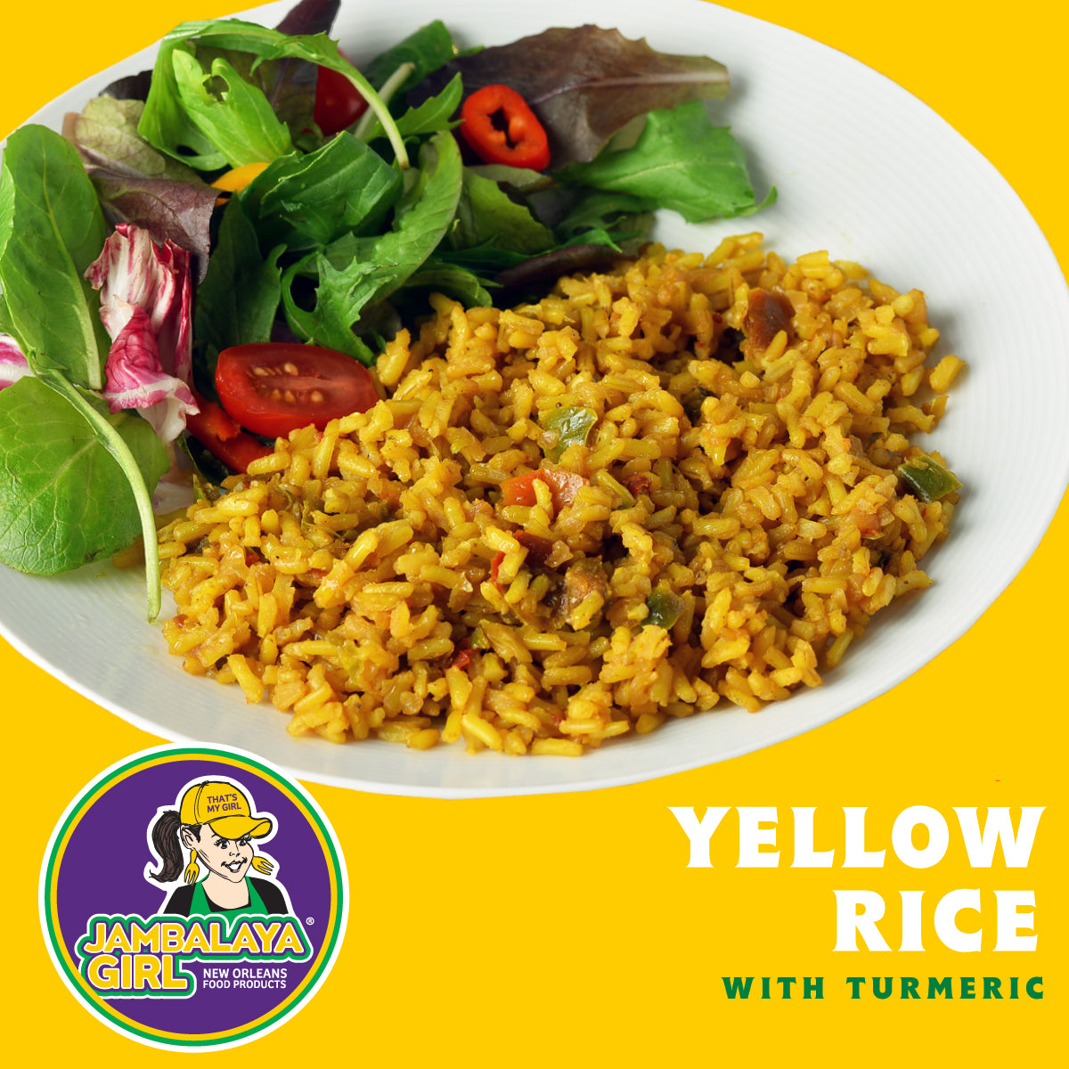 Jambalaya Girl Yellow Rice Seasoned Rice Blend, 8 oz • Seasoned with T