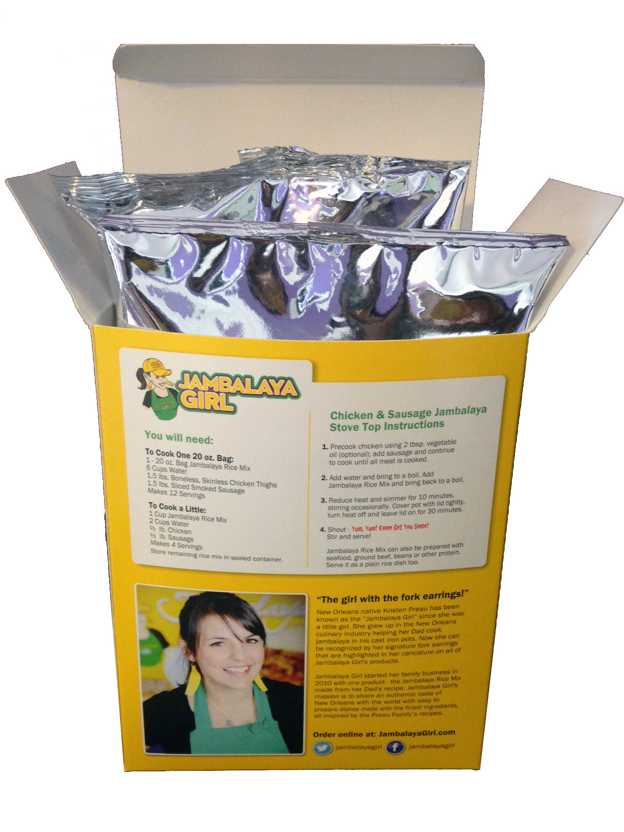 Jambalaya Girl Jambalaya Seasoned Rice Blend, 20 oz "Party Size" (2-20 oz Bags in 1 Box)